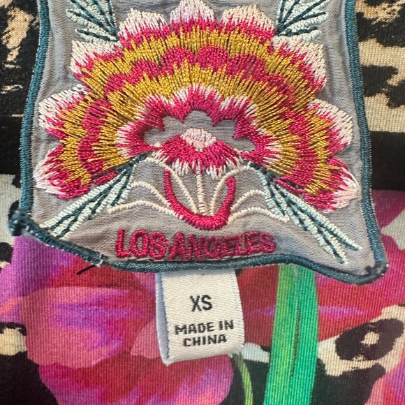 Johnny Was Sandra Multicolor Butterflies Floral Tiered V-Neck Dress 3/4 Sleeve - Picture 6 of 9